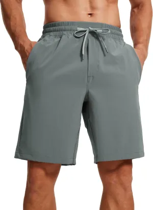 CRZ YOGA Men's Linerless Workout Shorts - 9'' Quick Dry for Running Sports Athletic Gym with Pockets