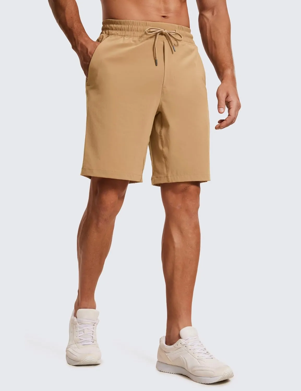 CRZ YOGA Men's Linerless Workout Shorts - 9'' Quick Dry for Running Sports Athletic Gym with Pockets
