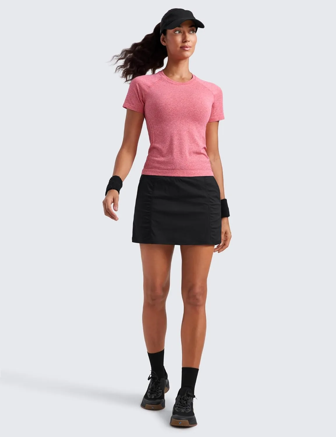 CRZ YOGA Seamless Short Sleeve Shirts for Women Breathable Running Workout Tops Athletic Gym Yoga Basic T-Shirts