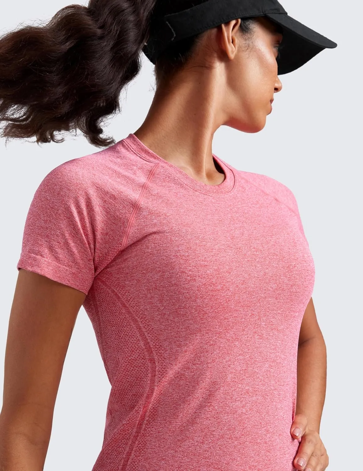 CRZ YOGA Seamless Short Sleeve Shirts for Women Breathable Running Workout Tops Athletic Gym Yoga Basic T-Shirts
