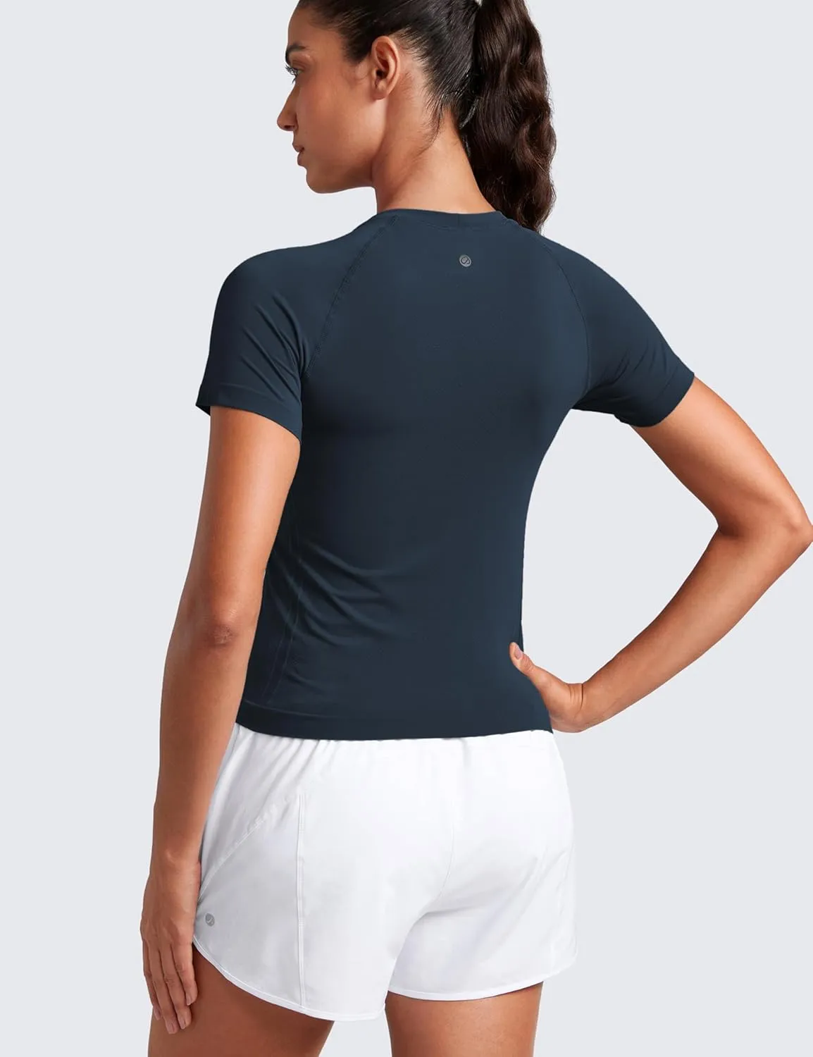 CRZ YOGA Seamless Short Sleeve Shirts for Women Breathable Running Workout Tops Athletic Gym Yoga Basic T-Shirts