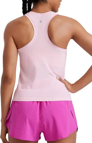 CRZ YOGA Womens Seamless Racerback Tank Scoop Neck Breathable Running Workout Tops Athletic Gym Sleeveless Shirts