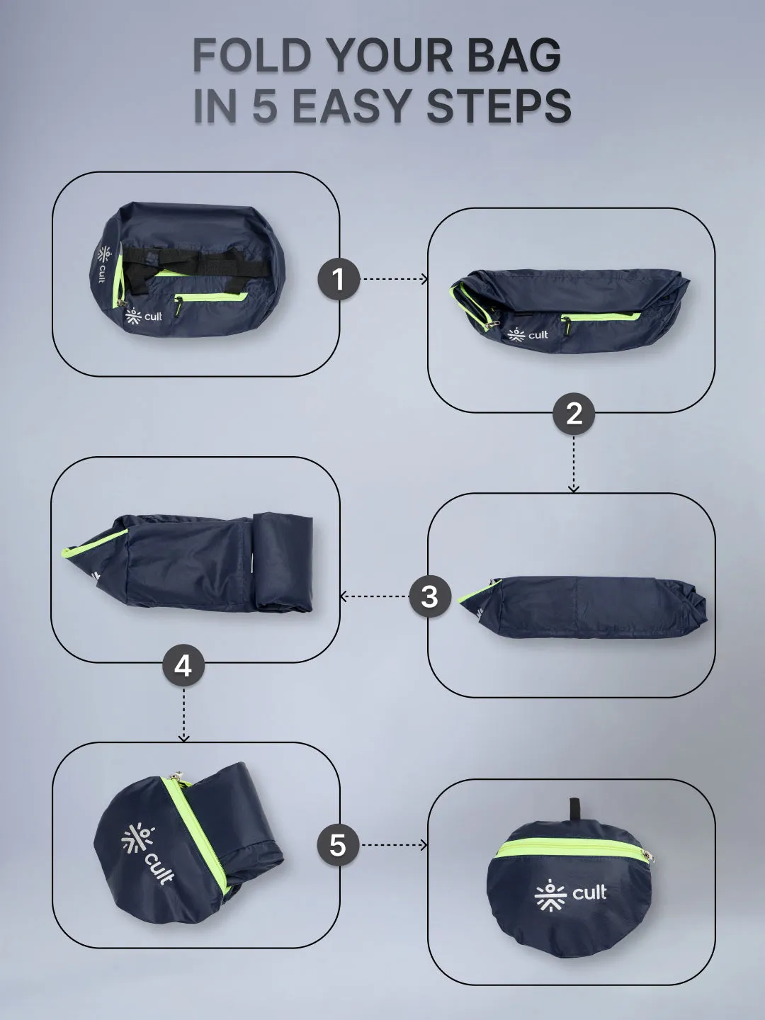 Cult 20 Litre Foldable Gym/Duffle Bag for Men & Women | Duffle Bag with Side Pocket & Shoulder Strap | Comfortable Handle | Neon