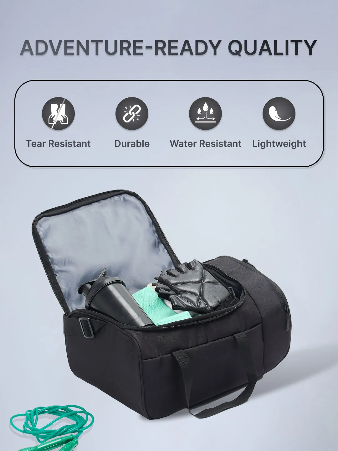 Cult 25 Litre Gym/Duffle Bag for Men & Women | Duffle Bag with Side Pocket & Shoulder Strap | Comfortable Handle | Black