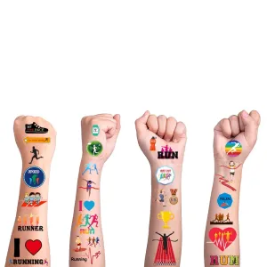 CupaPlay 200PCS  Running Party Favors Tattoos Temporary Stickers- Marathon Cross Country Run Sports Theme Party Decoration Goodie Bags Stuffers