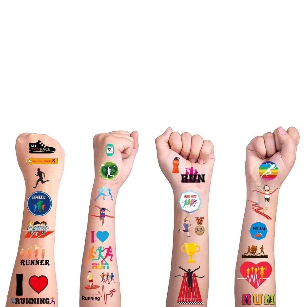 CupaPlay 200PCS  Running Party Favors Tattoos Temporary Stickers- Marathon Cross Country Run Sports Theme Party Decoration Goodie Bags Stuffers