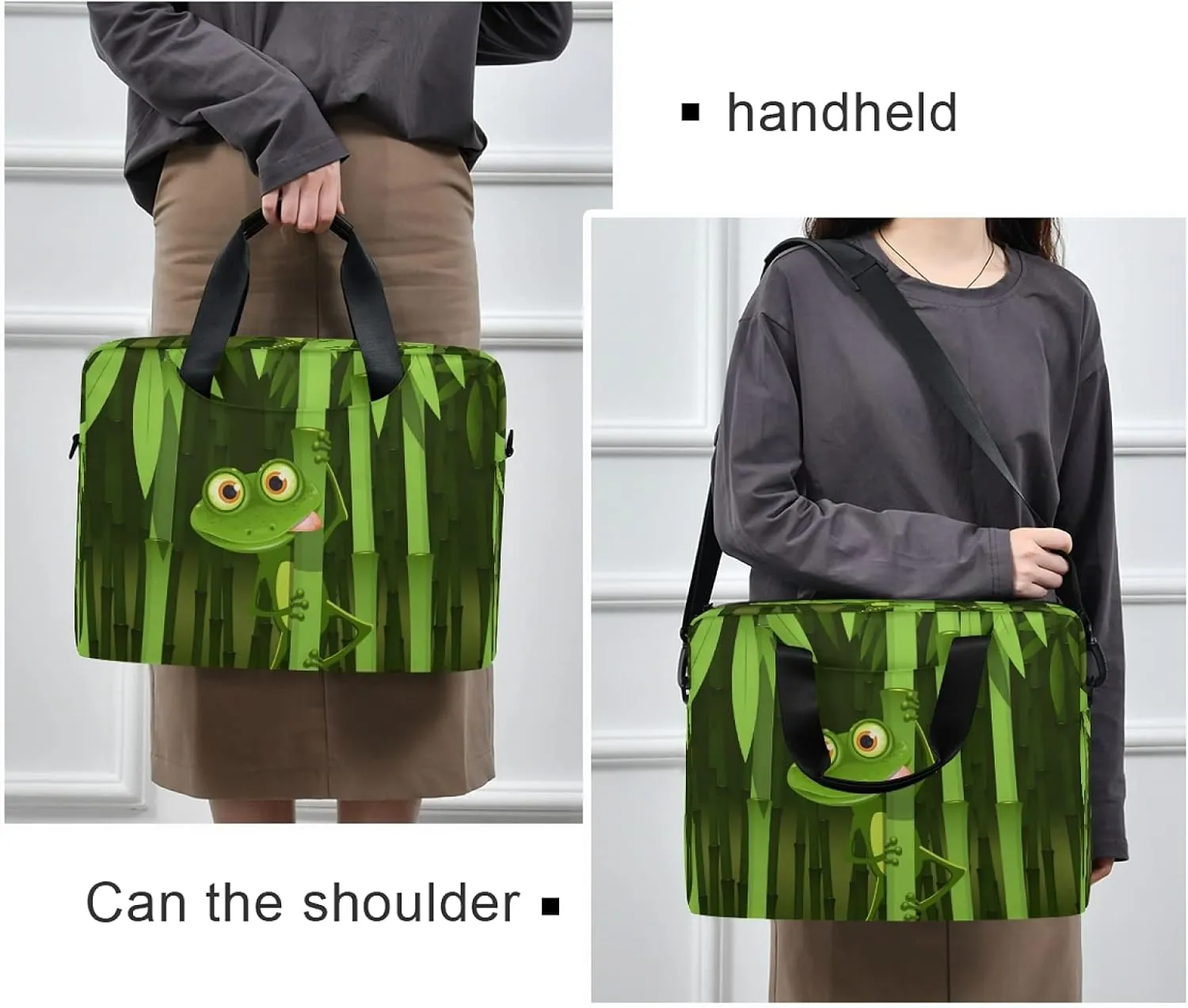 Curious Frog Laptop Messenger Bag Case Sleeve Crossbody Briefcase for Men Women with Shoulder Strap Handle 13 14 15.6 inch