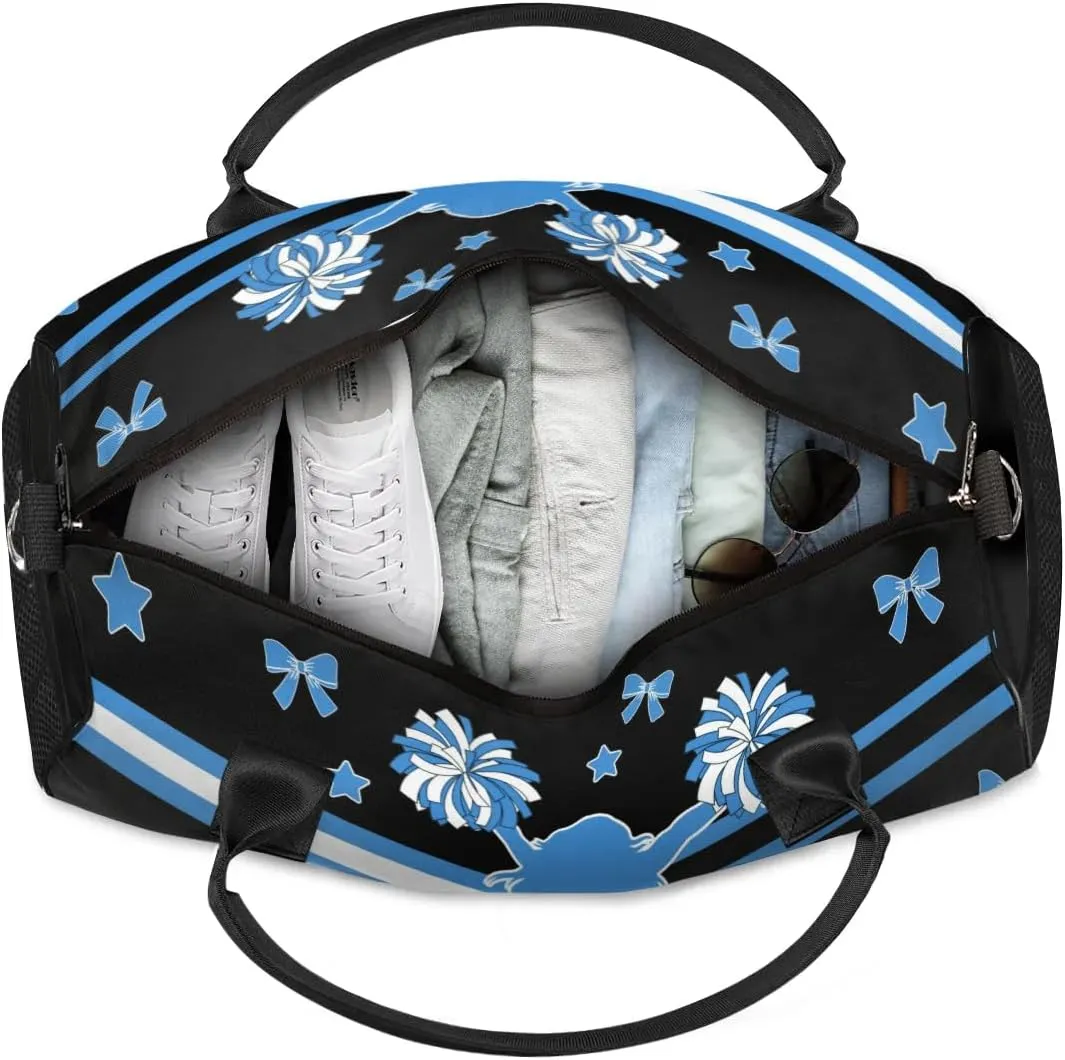 Custom Cheer Name Sport Duffel Bag Gym Bag Personalized Cheer Bags for Cheerleaders, Travel Overnight Weekender Bags, Blue