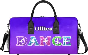 Custom Dance Bag Gym Bag Personalized Sport Duffel Bag Travel Weekender Bags Gymnastics Duffel Bag Indigo Purple Gradient