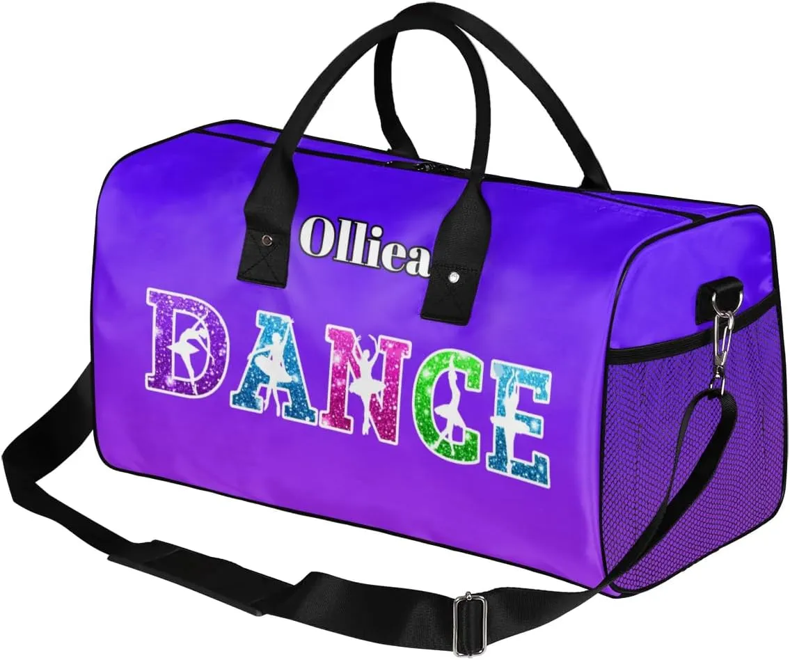 Custom Dance Bag Gym Bag Personalized Sport Duffel Bag Travel Weekender Bags Gymnastics Duffel Bag Indigo Purple Gradient