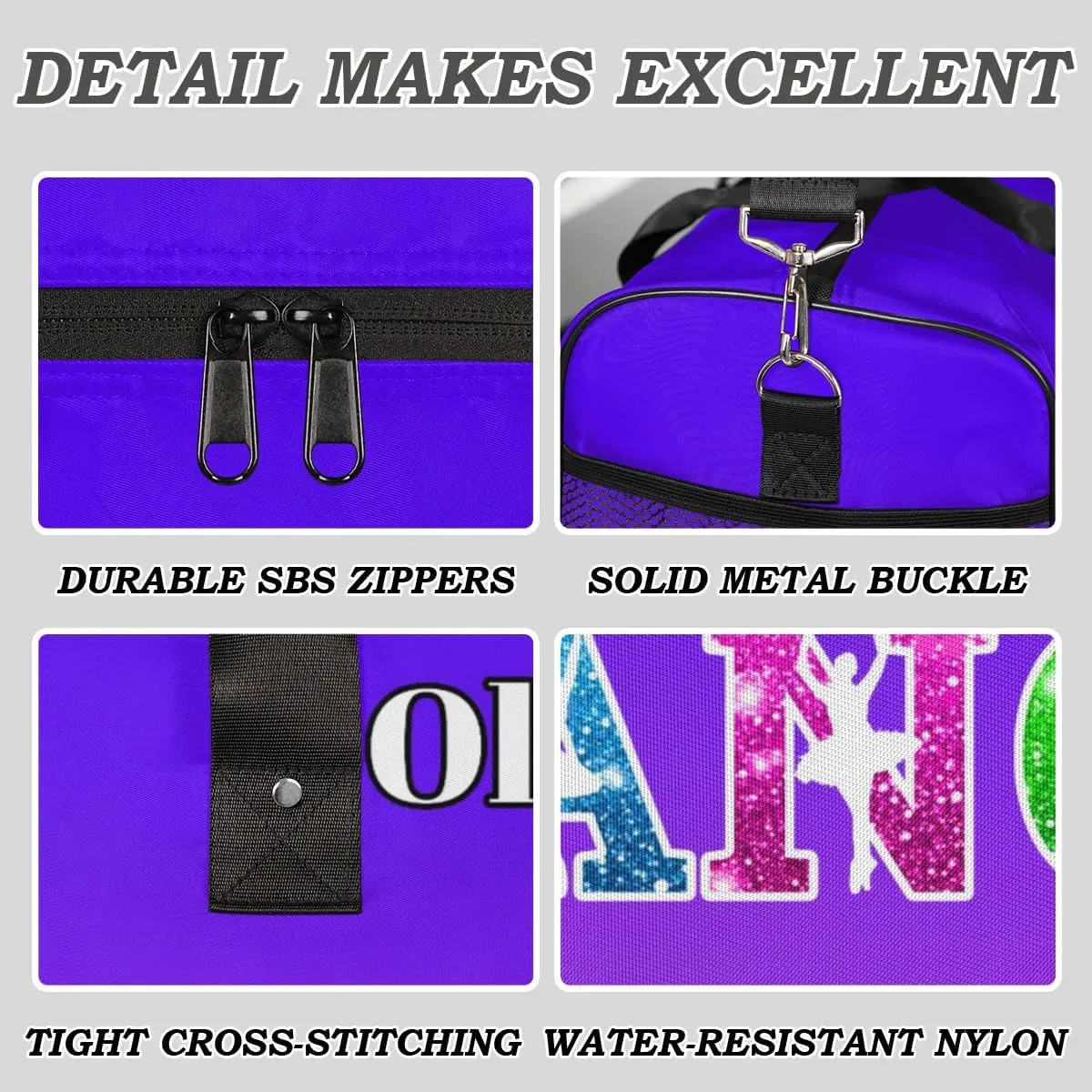 Custom Dance Bag Gym Bag Personalized Sport Duffel Bag Travel Weekender Bags Gymnastics Duffel Bag Indigo Purple Gradient