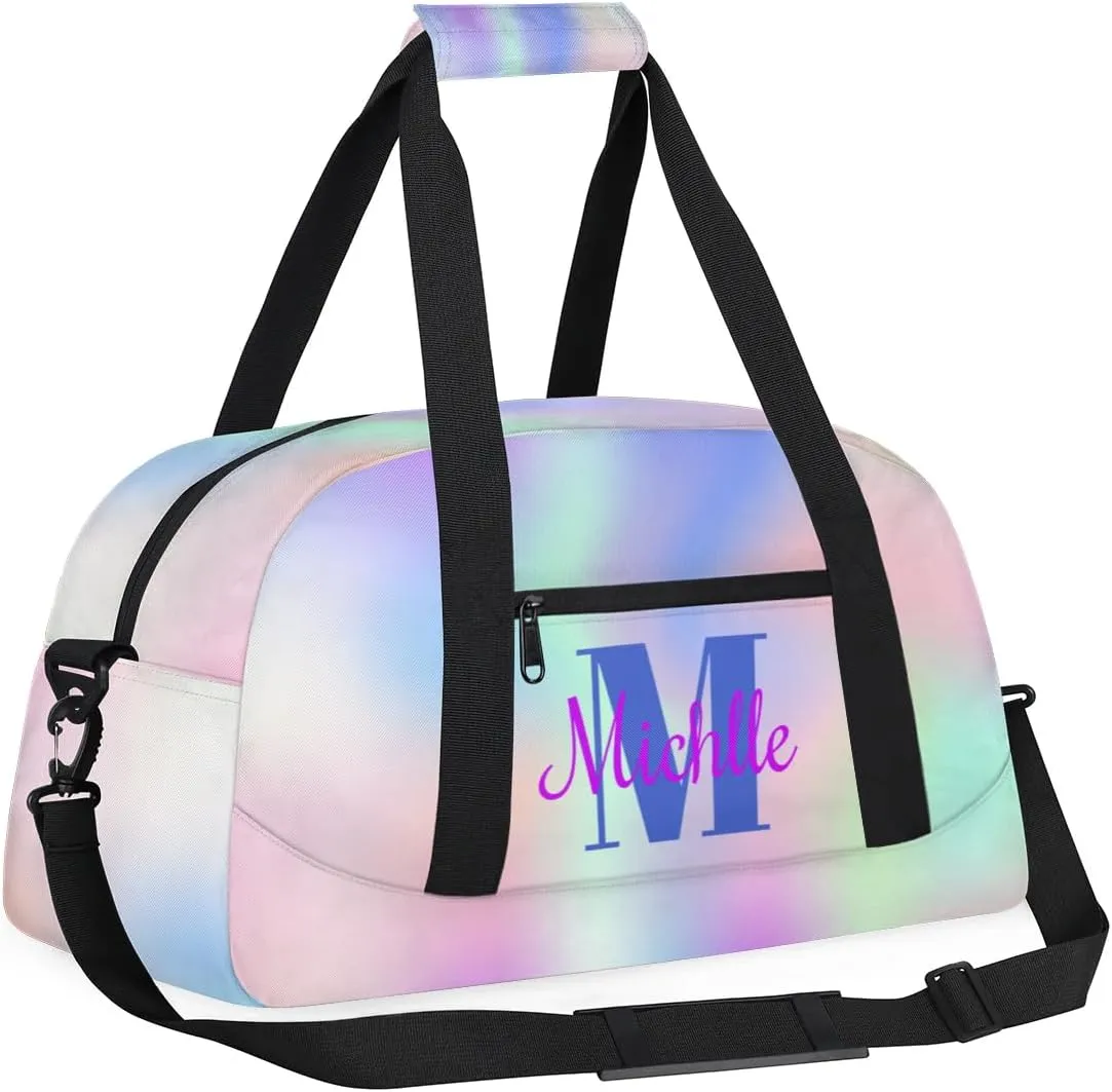 Custom Dance Bag Gymnastics Bag for Girl, Personalized Duffel Bag Sport Gym Bag Carry On Weekender Travel Bag Gift for Girl Boys Colorful