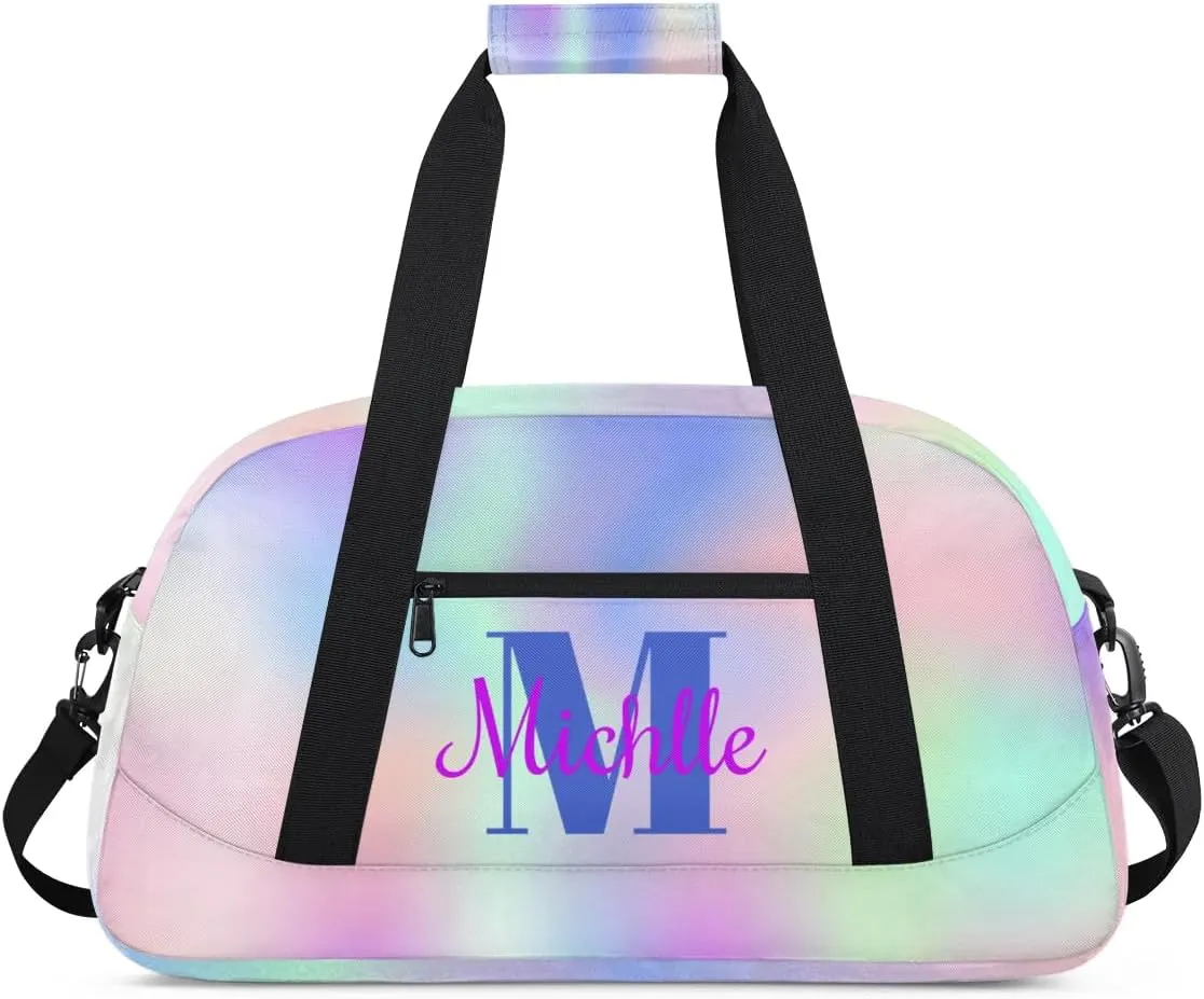 Custom Dance Bag Gymnastics Bag for Girl, Personalized Duffel Bag Sport Gym Bag Carry On Weekender Travel Bag Gift for Girl Boys Colorful