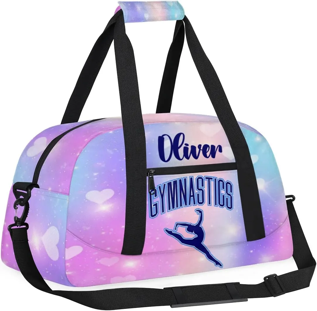 Custom Dance Bag Gymnastics Bag for Girl, Personalized Duffel Bag Sport Gym Bag Carry On Weekender Travel Bag Gift for Girl Gymnastics Girl Blue