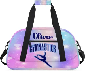 Custom Dance Bag Gymnastics Bag for Girl, Personalized Duffel Bag Sport Gym Bag Carry On Weekender Travel Bag Gift for Girl Gymnastics Girl Blue