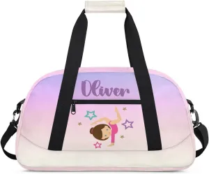 Custom Dance Bag Gymnastics Bag for Girl, Personalized Duffel Bag Sport Gym Bag Carry On Weekender Travel Bag Gift for Girl Gymnastics Pink