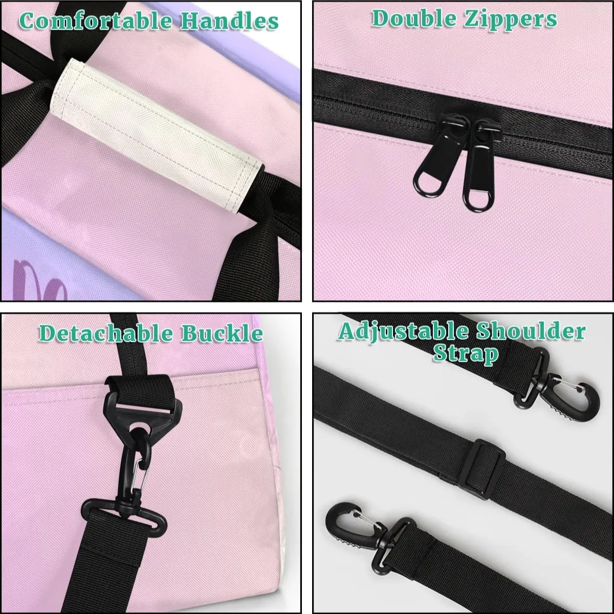 Custom Dance Bag Gymnastics Bag for Girl, Personalized Duffel Bag Sport Gym Bag Carry On Weekender Travel Bag Gift for Girl Gymnastics Pink