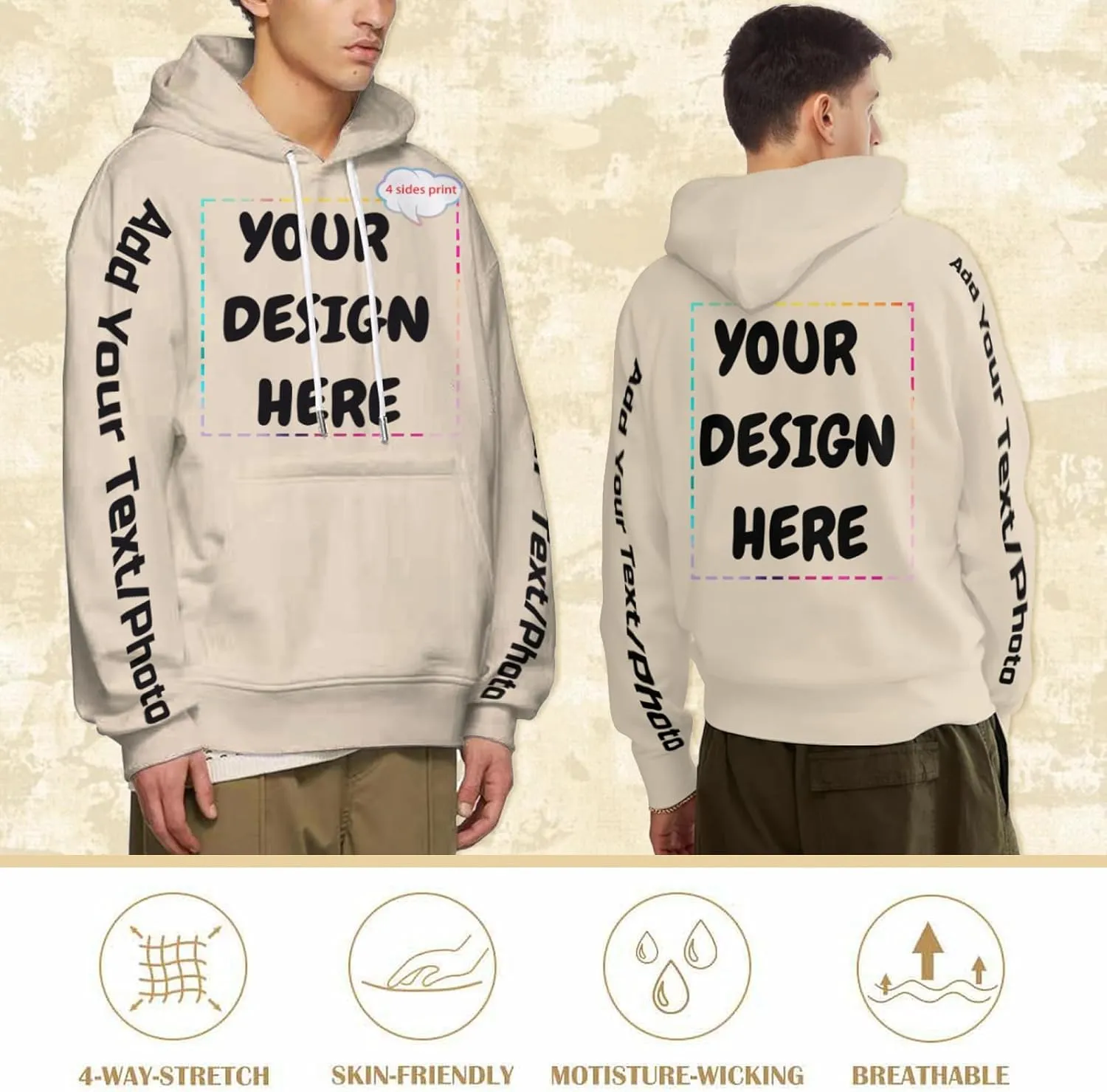 Custom Hoodies for Women Men Personalized Sweatshirts Design Your Own,Unisex Essentials Hoodie for Autumn Winter