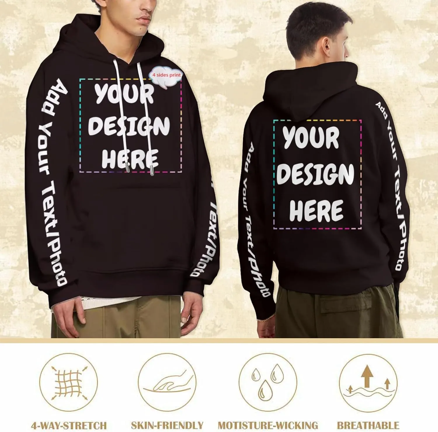 Custom Hoodies for Women Men Personalized Sweatshirts Design Your Own,Unisex Essentials Hoodie for Autumn Winter