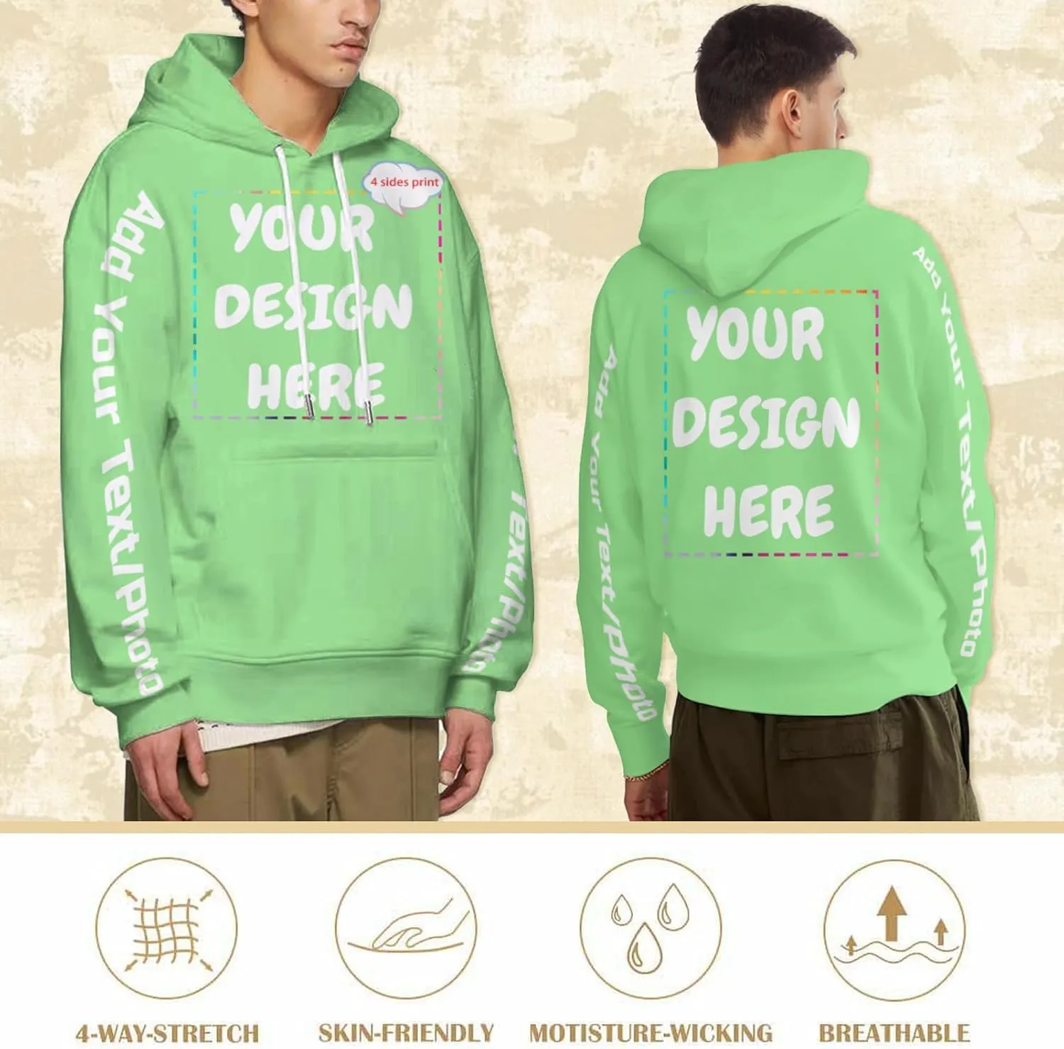 Custom Hoodies for Women Men Personalized Sweatshirts Design Your Own,Unisex Essentials Hoodie for Autumn Winter
