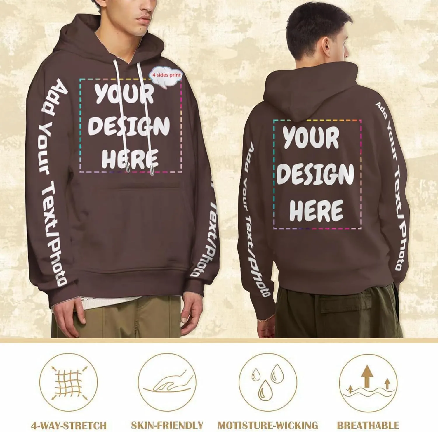 Custom Hoodies for Women Men Personalized Sweatshirts Design Your Own,Unisex Essentials Hoodie for Autumn Winter