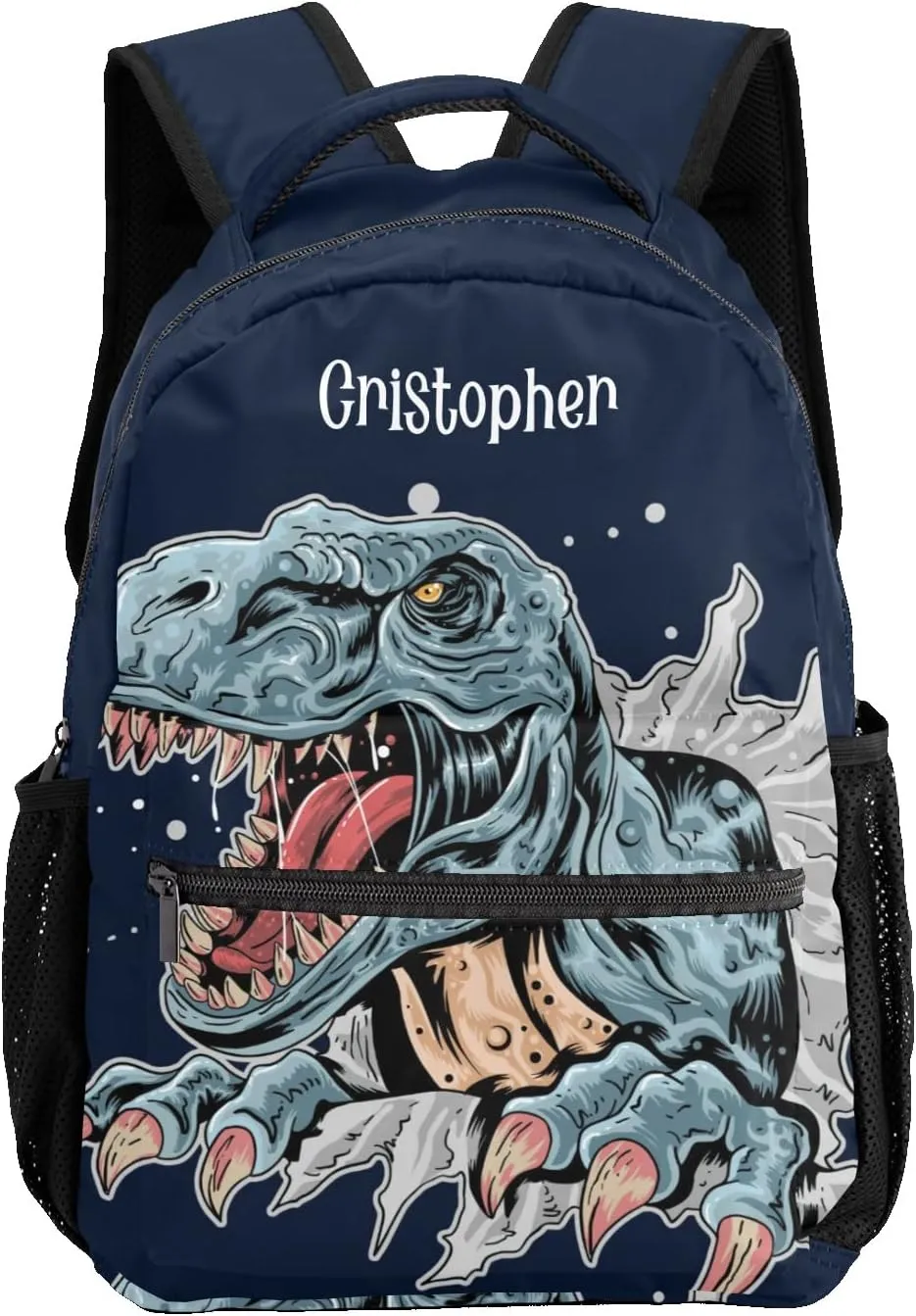 Custom Kids Backpack, Personalized Student School Bags for Boys & Girls, Bookbags for Travel Angry Dinosaur