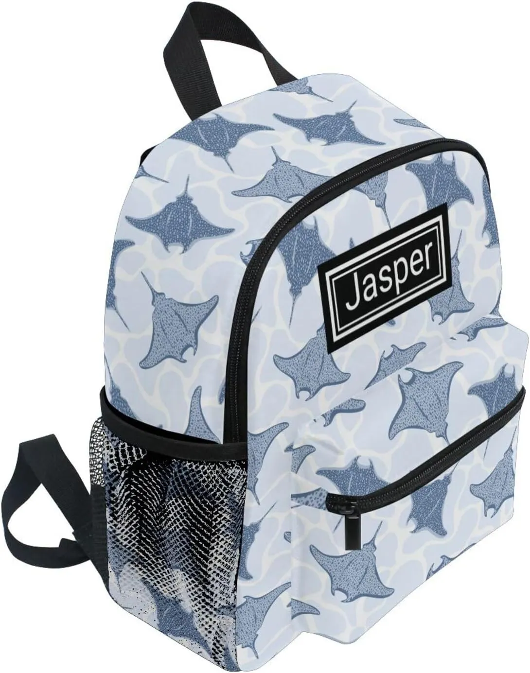 Custom Kid's Name Toddler Backpack for Boys Girls Stingray Fishes Personalized Daycare Preschool Kindergarten Bookbag S