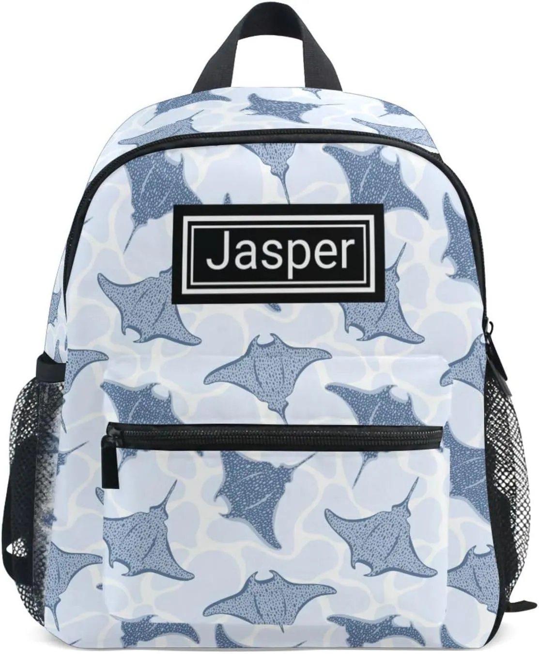 Custom Kid's Name Toddler Backpack for Boys Girls Stingray Fishes Personalized Daycare Preschool Kindergarten Bookbag S