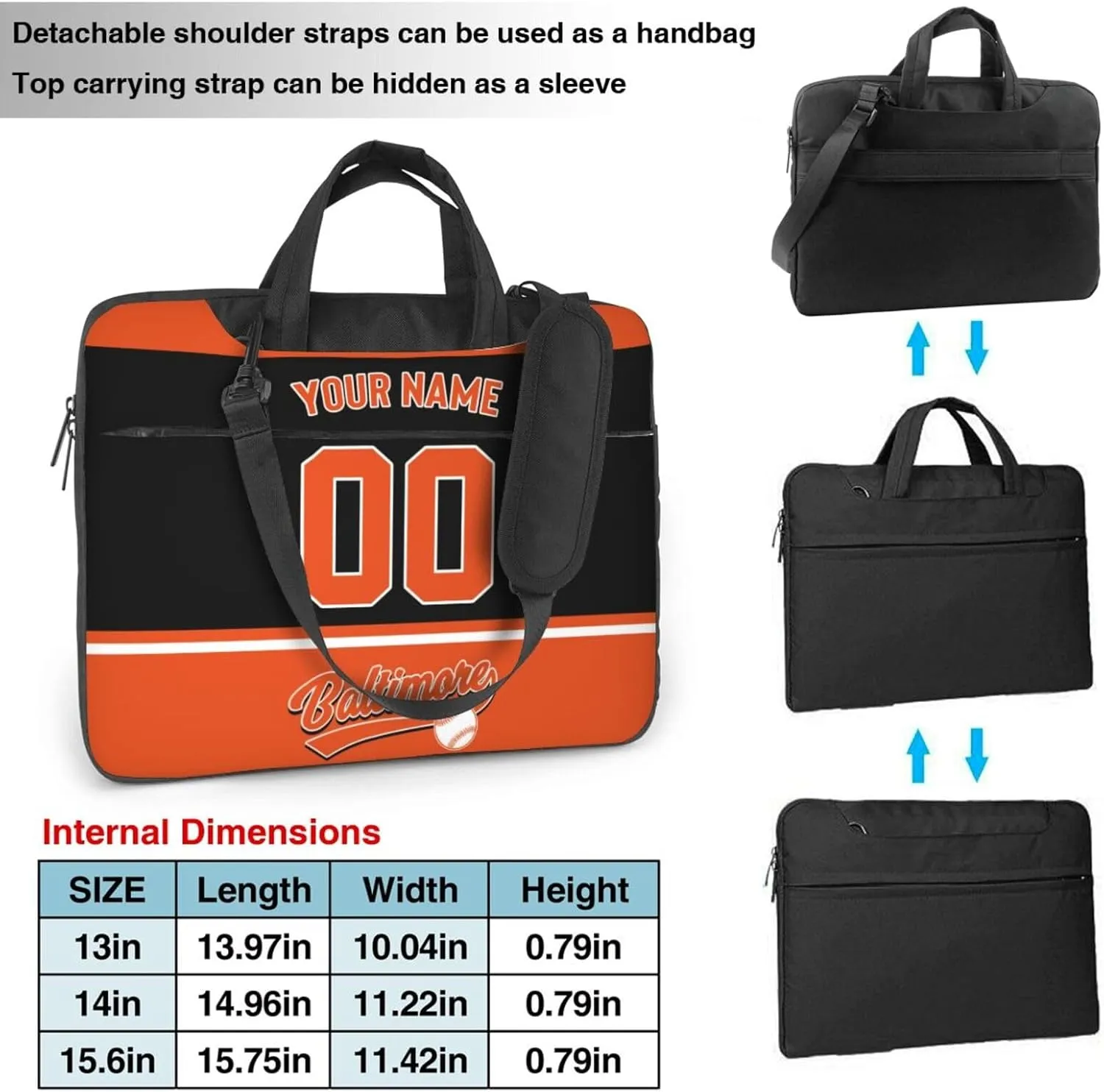 Custom Laptop Bag Baseball Fans Gifts Custom City Classic Laptop Shoulder Bag Briefcase Protective Messenger Bag