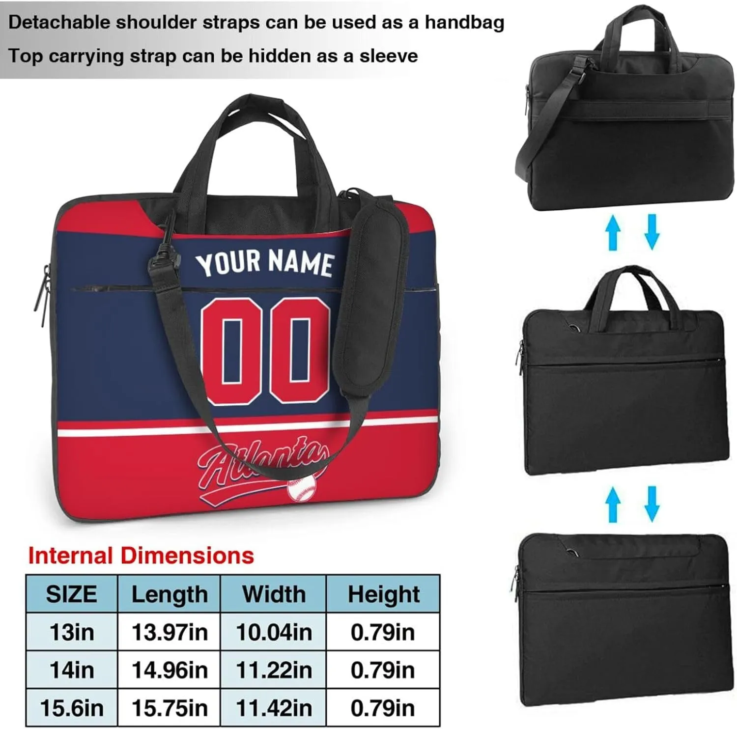 Custom Laptop Bag Baseball Fans Gifts Custom City Classic Laptop Shoulder Bag Briefcase Protective Messenger Bag