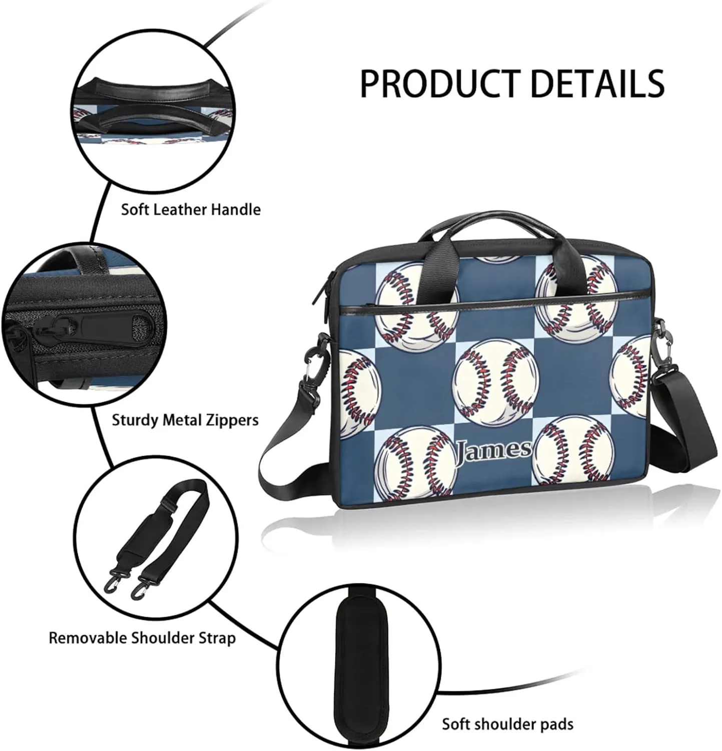 Custom-Laptop-Bag for-Adults Women Men Personalized with-Name Computer-Bag Colorful Basketball