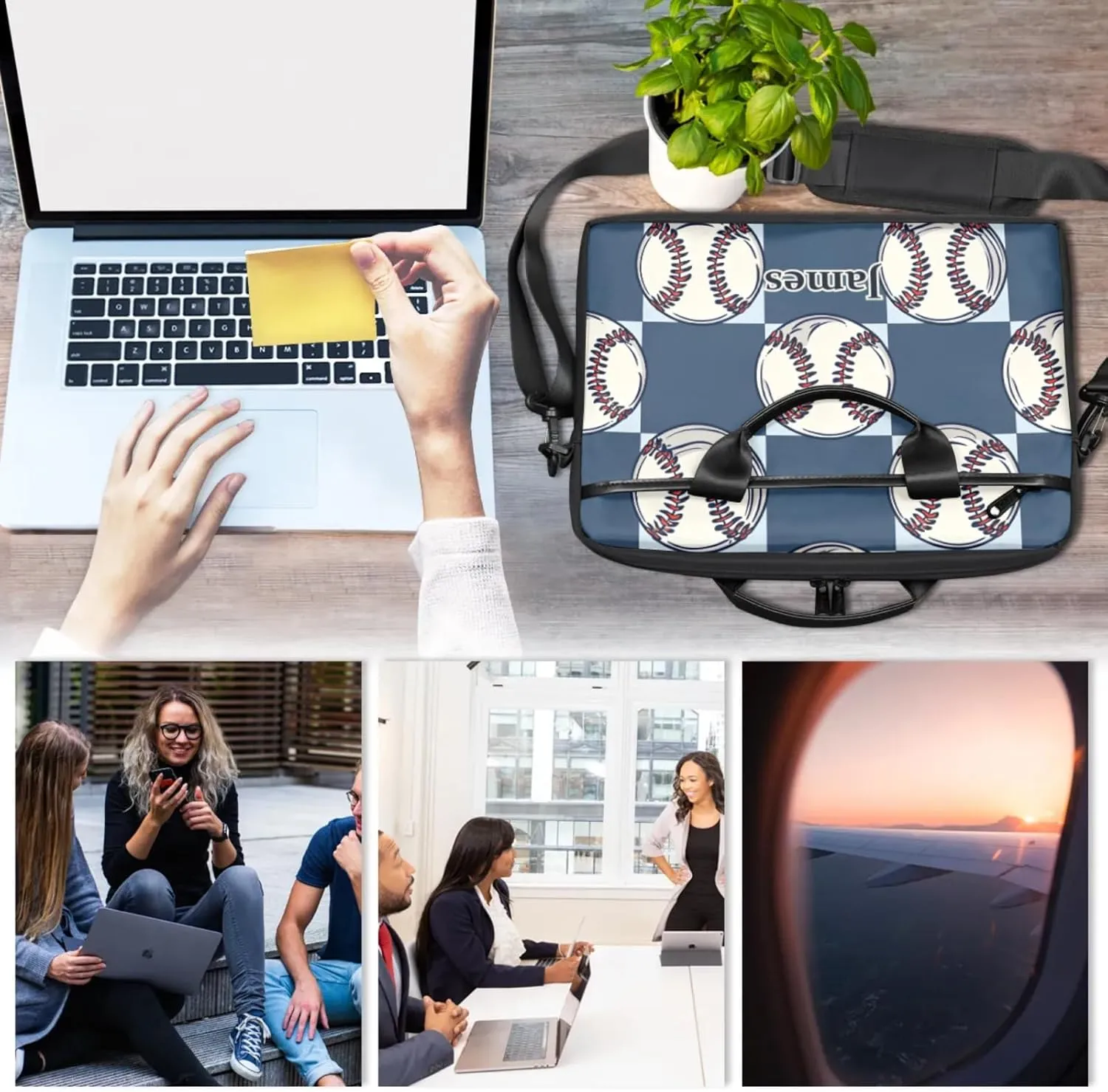 Custom-Laptop-Bag for-Adults Women Men Personalized with-Name Computer-Bag Colorful Basketball