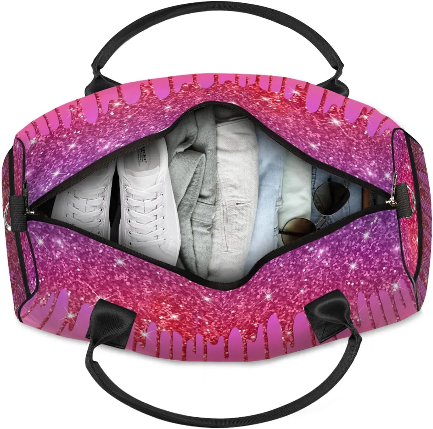 Custom Name Sports Duffel Bag Personalized Dance Gym Bag for Women Men Overnight Weekender Travel Duffel Bags Lightweight 17.4in, Purple Red