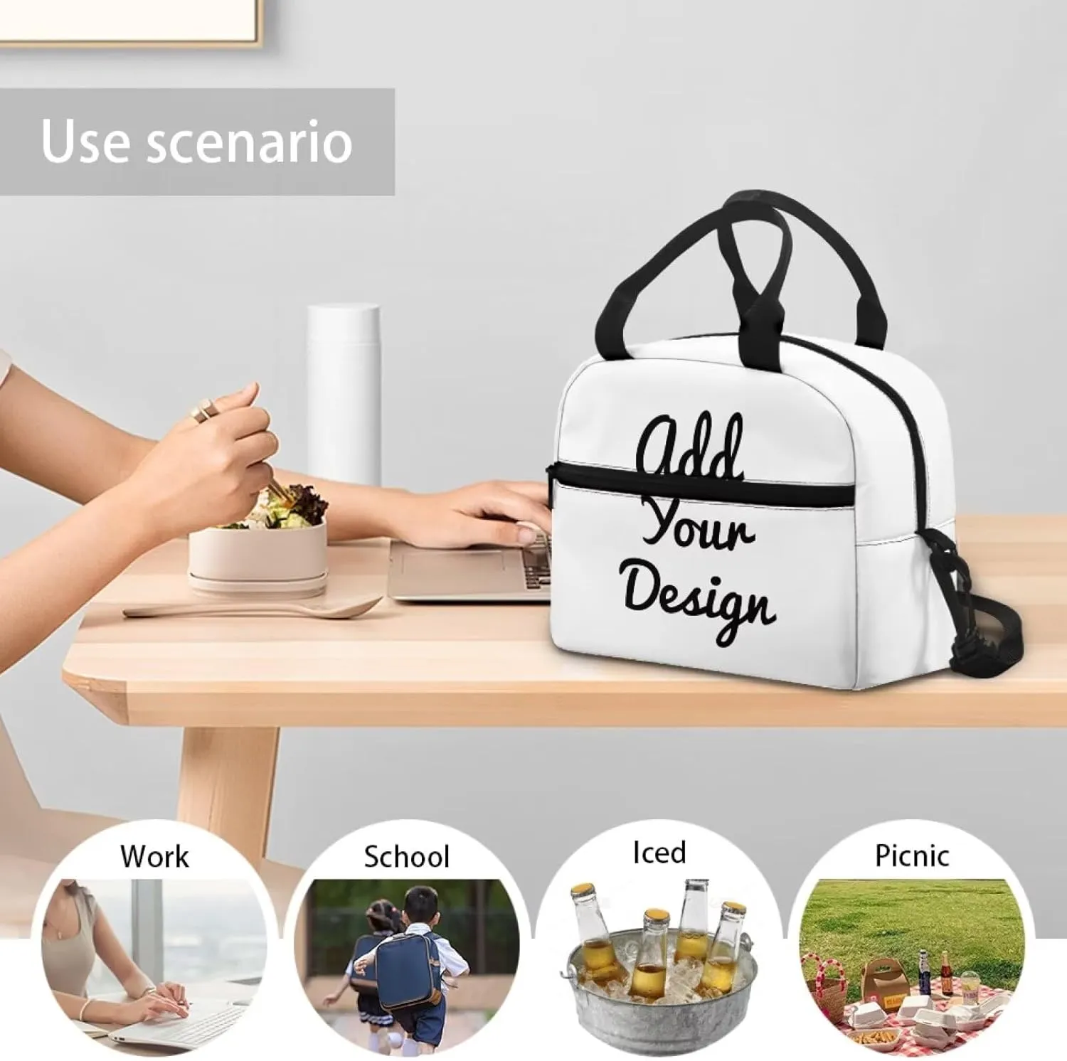 Custom Toddler Lunch Bag Personalized Insulated Lunch Bags with Zipper Closure Girls Customized Photo Name School Lunchbag Ideal for Daily Use