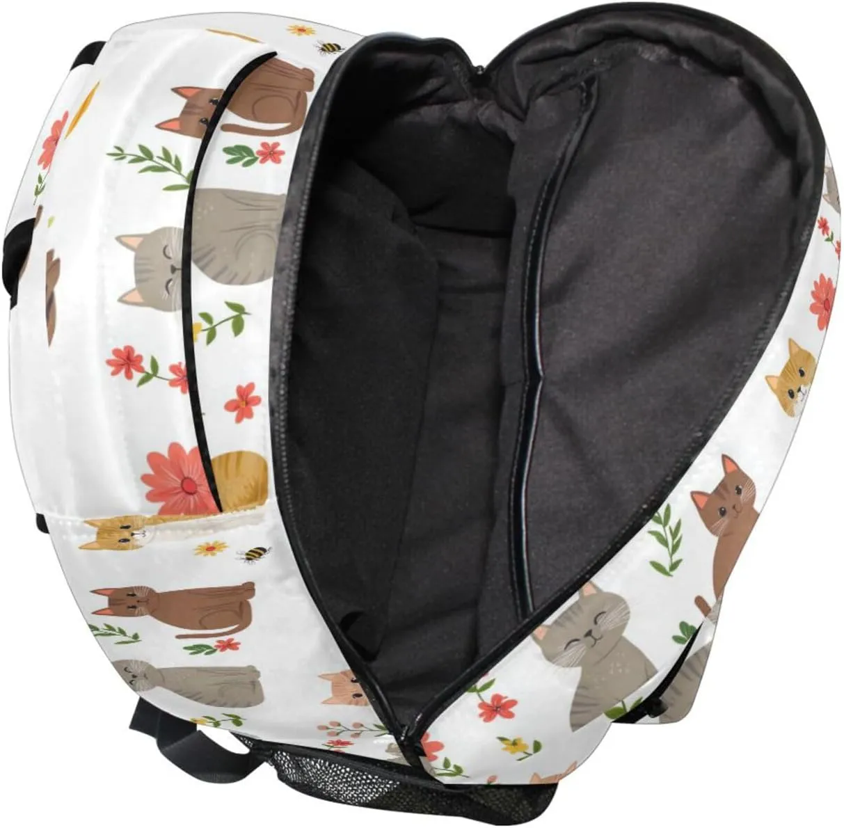 Cute Backpack for Men Women Fashion Diaper Bag Backpack with Chest Strap for Business Work College Travel Trip Cartoon Sweet Singapura Cats White
