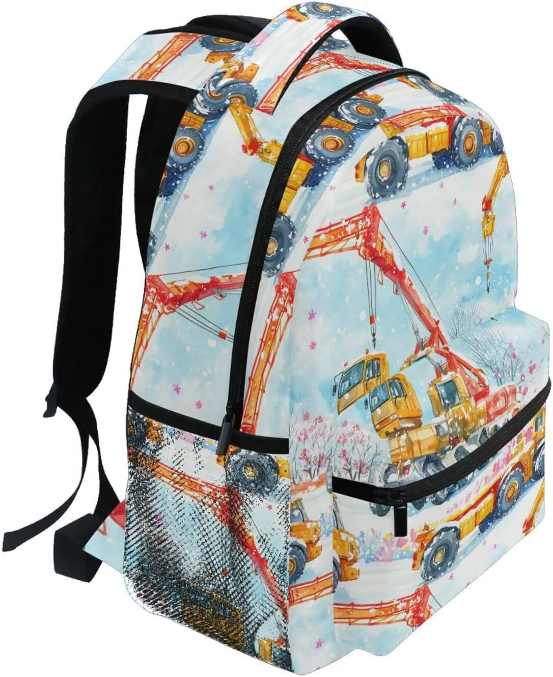 Cute Backpack for Men Women Waterproof Diaper Bag Backpack with Chest Strap for Travel Trip Construction Truck Cartoon Tower Crane