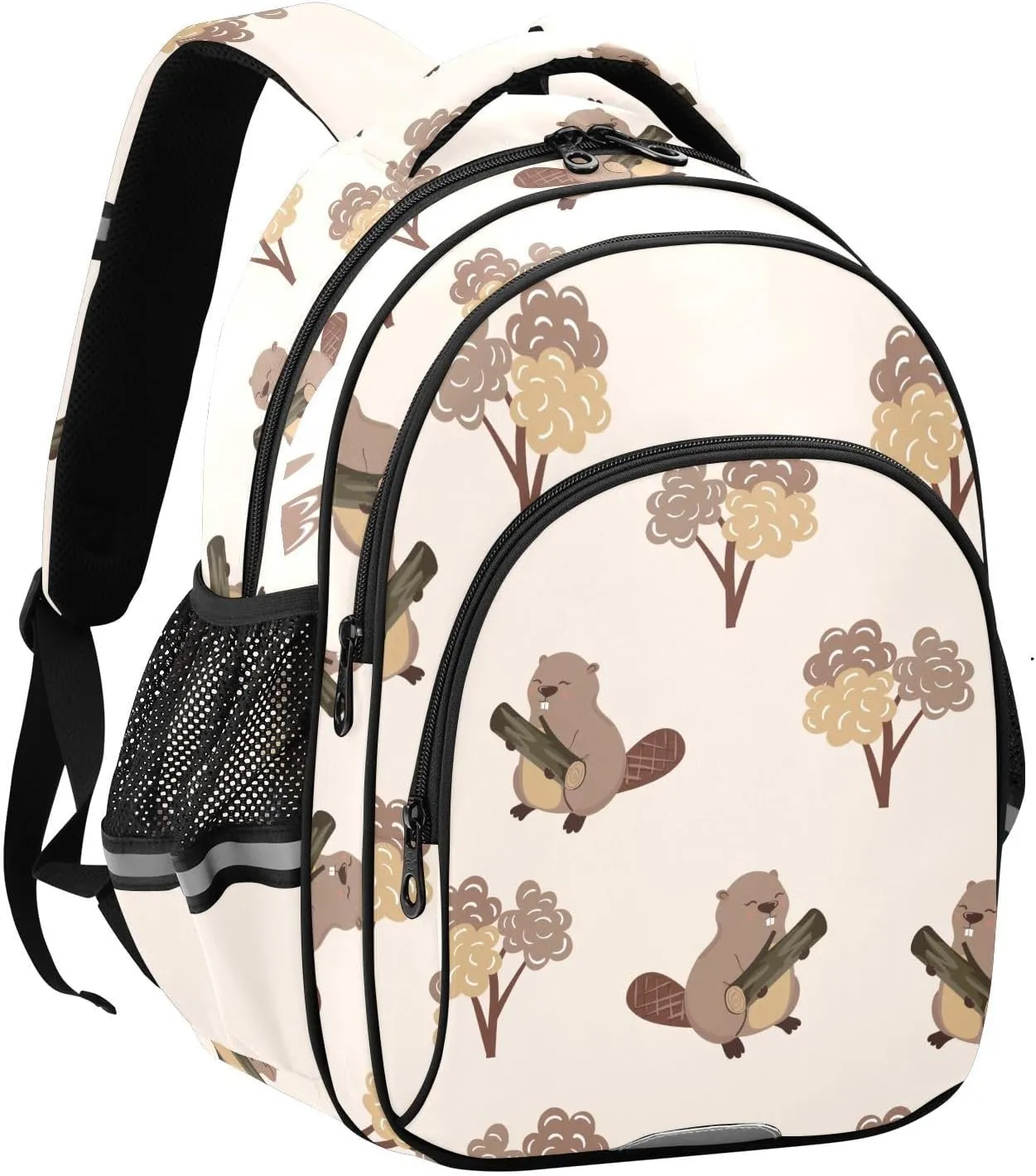 Cute Beavers Backpack for Kids Elementary School Bag Boys Girls Bookbag Travel Backpack Daypack