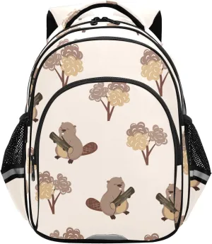 Cute Beavers Backpack for Kids Elementary School Bag Boys Girls Bookbag Travel Backpack Daypack