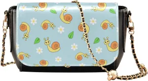 Cute Cartoon Snail Crossbody Bags for Women, Trendy Small Shoulder Bag, PU Leather Clutch Purse Underarm Handbag Satchel HandBag with Adjustable Metal Chain