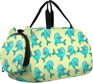 Cute Dolphin Cartoon Duffel Bags for Boys Small Gym Bags for Teens Dance Bag for Girls