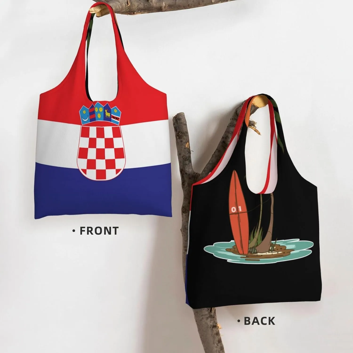 Cute Flag Canvas Tote Bag for Women Men Reusable Grocery Shopping Bags Suitable for Travel, Beach, Picnic