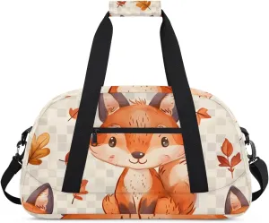 Cute Fox Boys Girls Gym Bag Dance Perform Training Duffel Bags Weekender Carry-On Tote Luggage Bag Ideal for School Practice or Overnight Trips Fox