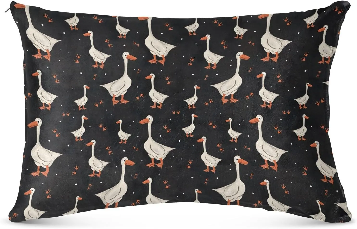 Cute Grey Gooses Pattern Plush Bed Pillow Cases, Queen Pillow Cases, with Side Opening Zipper, Soft Pillow Case, 4 Optional Sizes