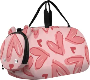 Cute Pink Hearts Duffel Bags for Boys Small Gym Bags for Teens Dance Bag for Girls