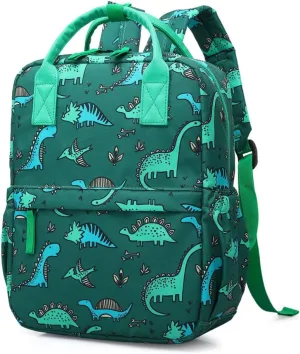 Cute Preschool Backpack Toddler School Book Bag for Girls Boys Kids Kindergarten Nursery Travel Bag with Chest Strap(12inch, Green Dinosaur)