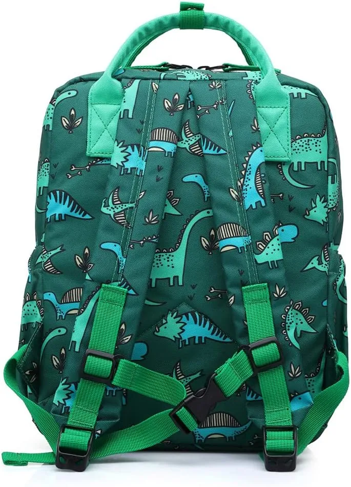 Cute Preschool Backpack Toddler School Book Bag for Girls Boys Kids Kindergarten Nursery Travel Bag with Chest Strap(12inch, Green Dinosaur)