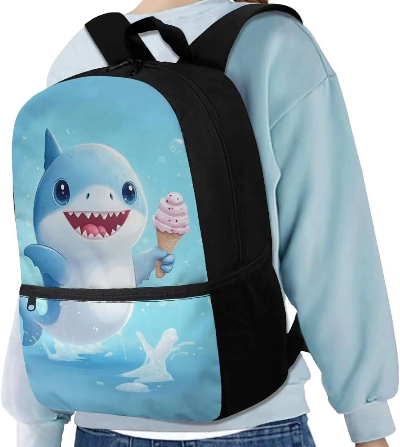 Cute Shark Backpack for School Boys Ages 6-7 Cartoon Style School Bags with Sufficient Capacity Storage Versatile School Backpack with Front Pocket for 1st Grade Boys
