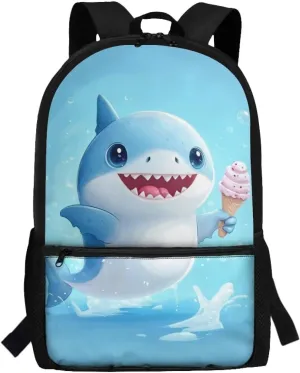Cute Shark Backpack for School Boys Ages 6-7 Cartoon Style School Bags with Sufficient Capacity Storage Versatile School Backpack with Front Pocket for 1st Grade Boys