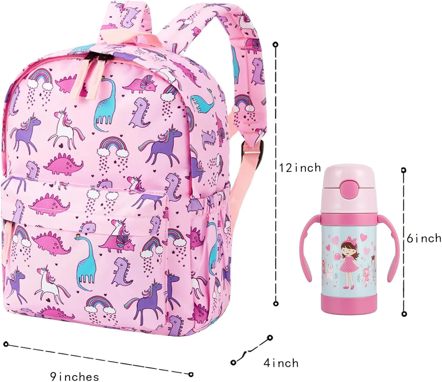 Cute Toddler Backpack for Boys Girls Preschool Kindergarten Nursery Travel School Bag with Chest Buckle(Unicorn and Dinosaur)