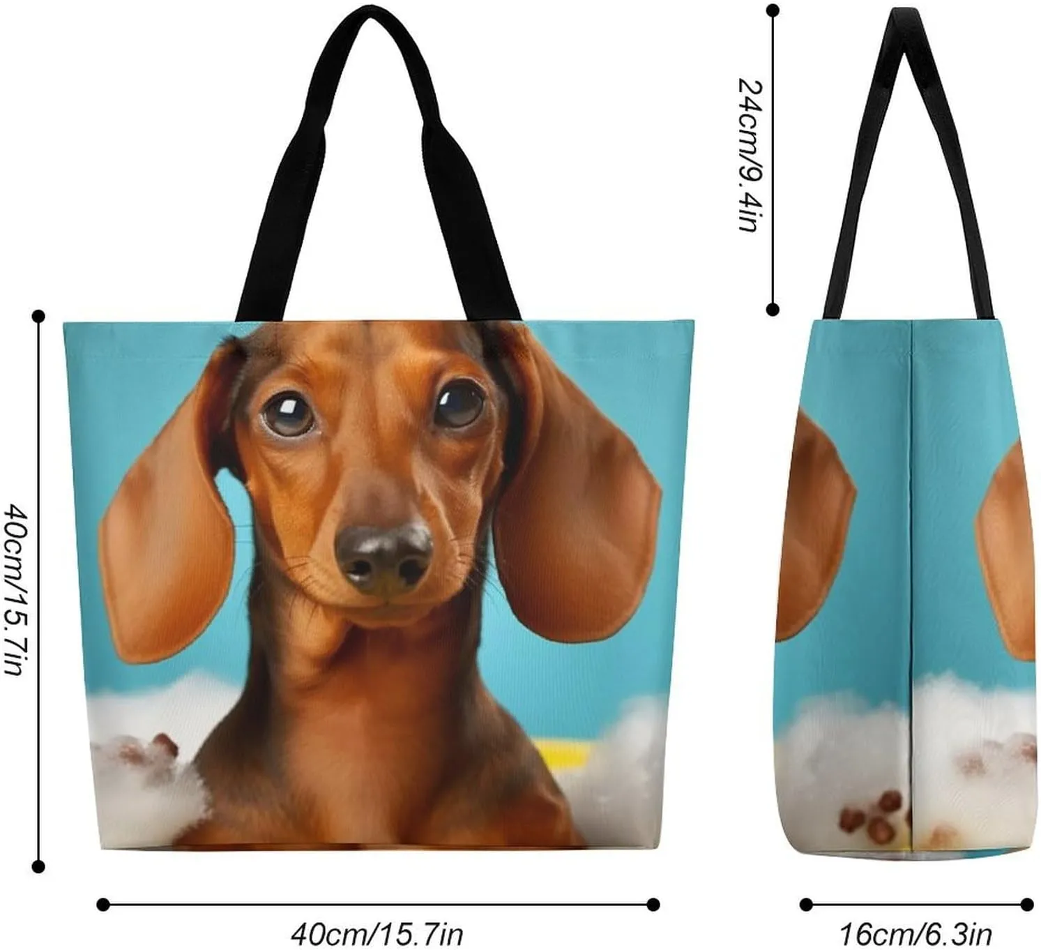 Dachshund Dog Tote Bag for Women Reusable Grocery Shoulder Bags Shopping Bag for Travel, Groceries